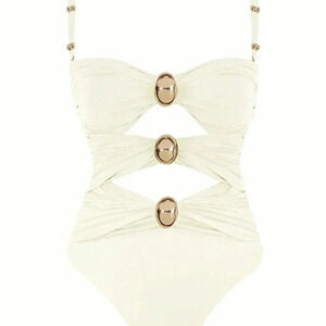 White Sexy Women's Hollow Out Solid Color Daily One-Piece Swimsuit